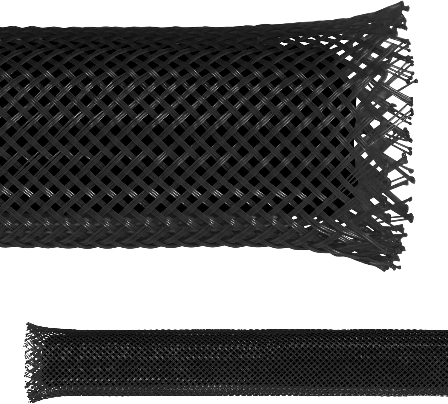 Electriduct 2" PET Expandable Braid Sleeving Flame Retardant Flexible Wire Mesh for Cord Management and Cable Protection - 25 Feet - Black