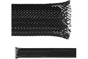 Electriduct 2" PET Expandable Braid Sleeving Flame Retardant Flexible Wire Mesh for Cord Management and Cable Protection - 25 Feet - Black