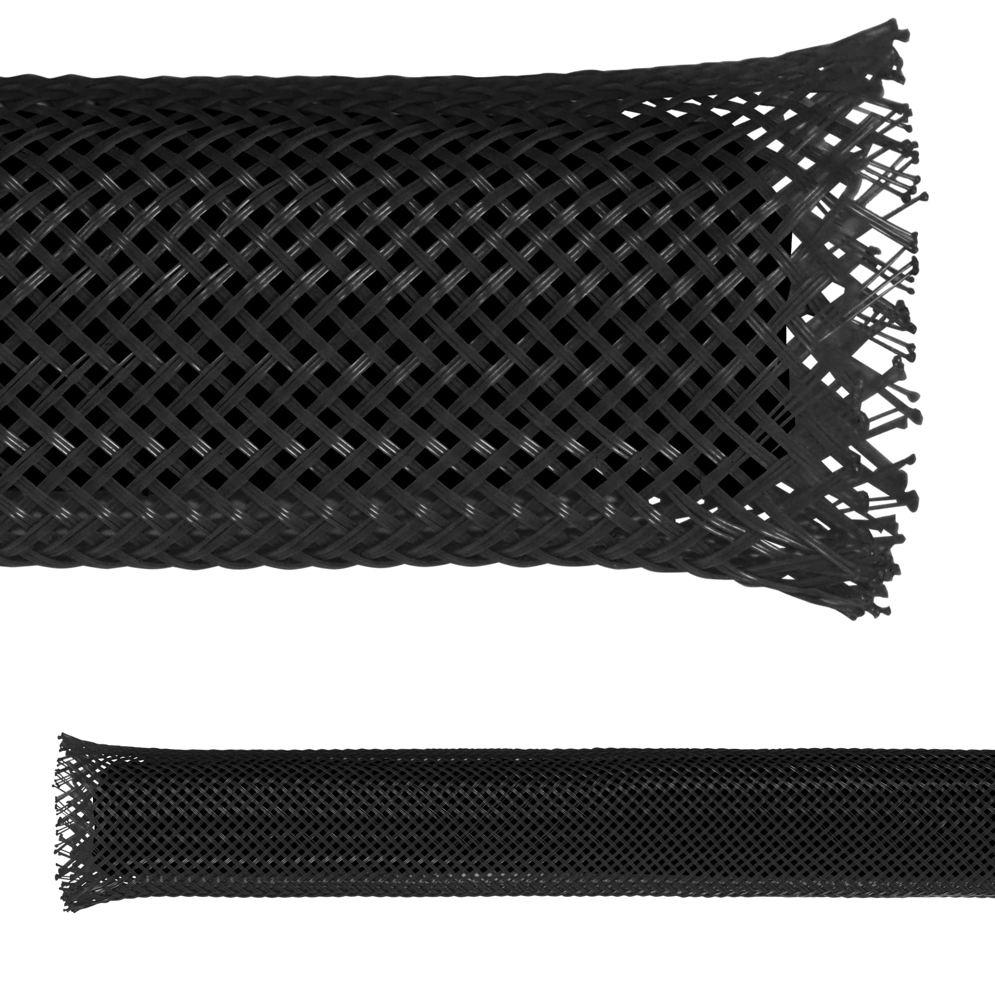 Electriduct 2" PET Expandable Braid Sleeving Flame Retardant Flexible Wire Mesh for Cord Management and Cable Protection - 200 Feet - Black Image