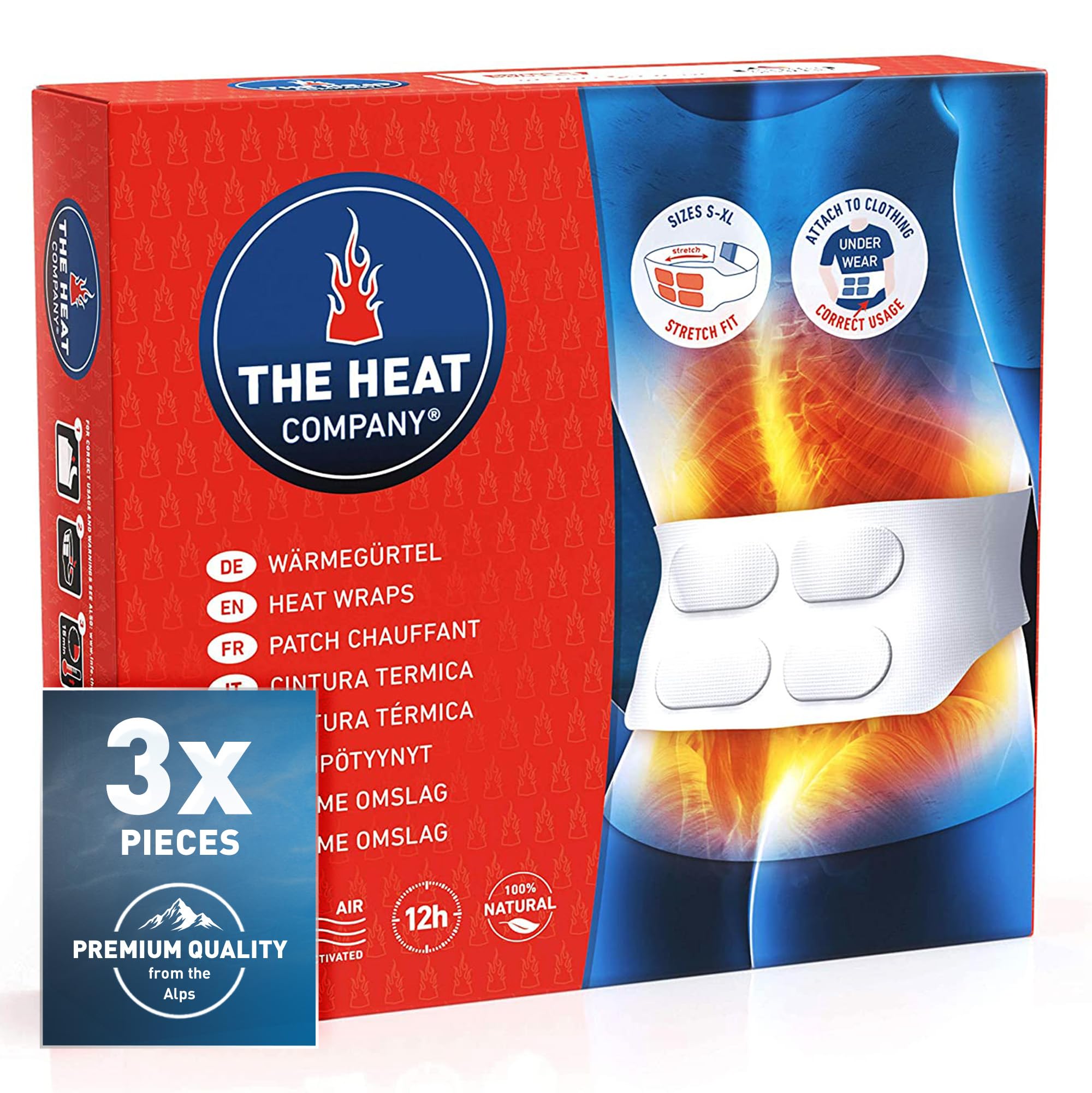 THE HEAT COMPANY Heat Wraps - 3 Pieces - EXTRA WARM - 12 Hours Pleasant Warmth
