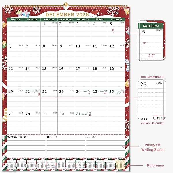 CALENDAR 2026-2027 PLANNER WALL HANGING SPIRAL BOUND CALENDARS (SEARSON (17″ × 22″))