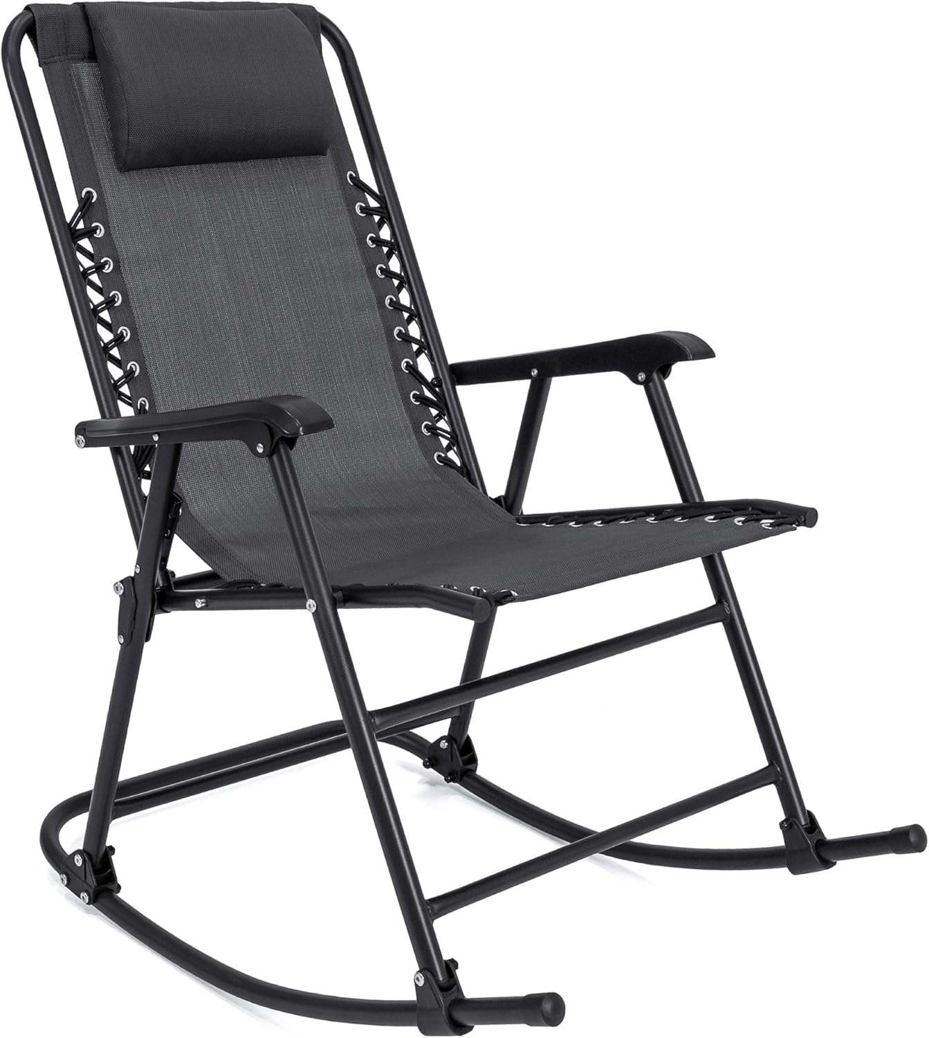 Best Choice Products Foldable Zero Gravity Rocking Mesh Patio Recliner Chair w/Headrest Pillow - Black : Garden & Outdoor