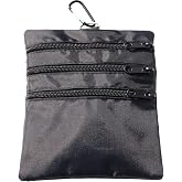 hapheal Golf valuables pouch, zipper golf ball bag with 4 pockets, golf accessories pouch for storing balls,tees,mobile phone,keys, cards and cash, great gift for golfers (1 PACK BLACK)