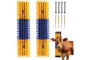 SAYUTIE Livestock Scratch Brush With 8 Screws，Animal Back Scratching Brush for Cow,Cattle,Sheep, Horses,Pigs，Massage Grooming Tool (Yellow, 2pcs)