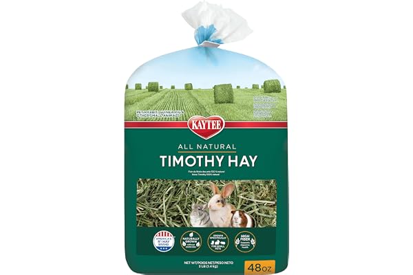 Kaytee All Natual Timothy Hay Pet Food, High Fiber, Grown Specifically for Small Animals, Rabbits, Guinea Pigs, Chinchillas, 3 Pounds