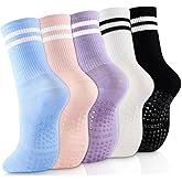 GIAG.IO Cute Pilates Socks, Pilates Socks with Grips 5 Pairs for Women Non-slip Yoga Sock 7-9 for Barre Ballet Barefoot