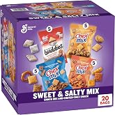 Chex Mix Variety Pack, Sweet &amp; Salty, 20 ct, 35 oz | Muddy Buddies Peanut Butter &amp; Chocolate, Traditional, Cheddar, and Honey Nut flavors (5 of Each), Single-Serve Bags