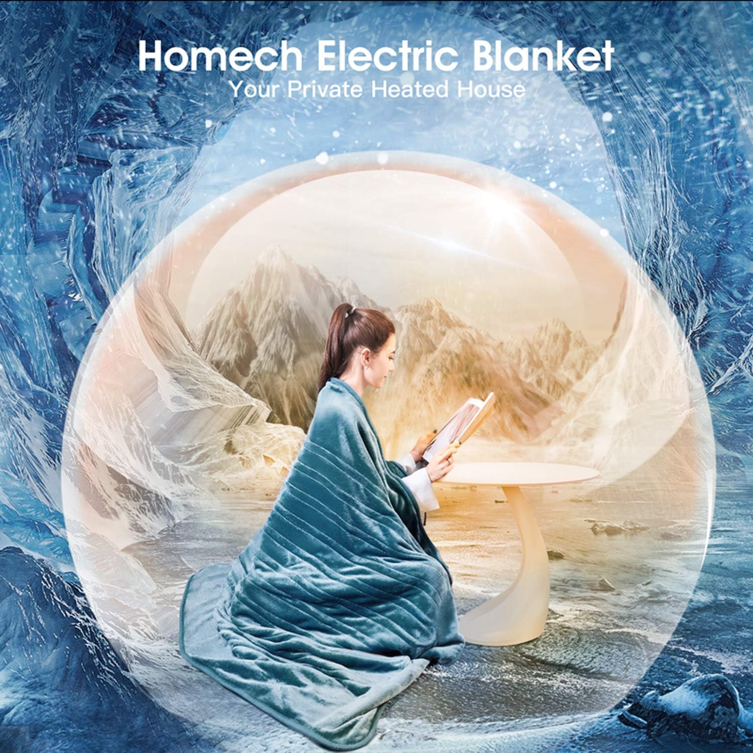 Homech Electric Heated Blankets, Electric Throws with Double-Layer Flannel, 10 Heating Levels, 3 Hours Auto-Off, Fast Heat & ETL Certification, Home Office Use & Machine Washable, 50" x 60": Home & Kitchen