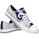 FOCO Los Angeles Rams NFL Womens Glitter Low Top Canvas Shoes - 7