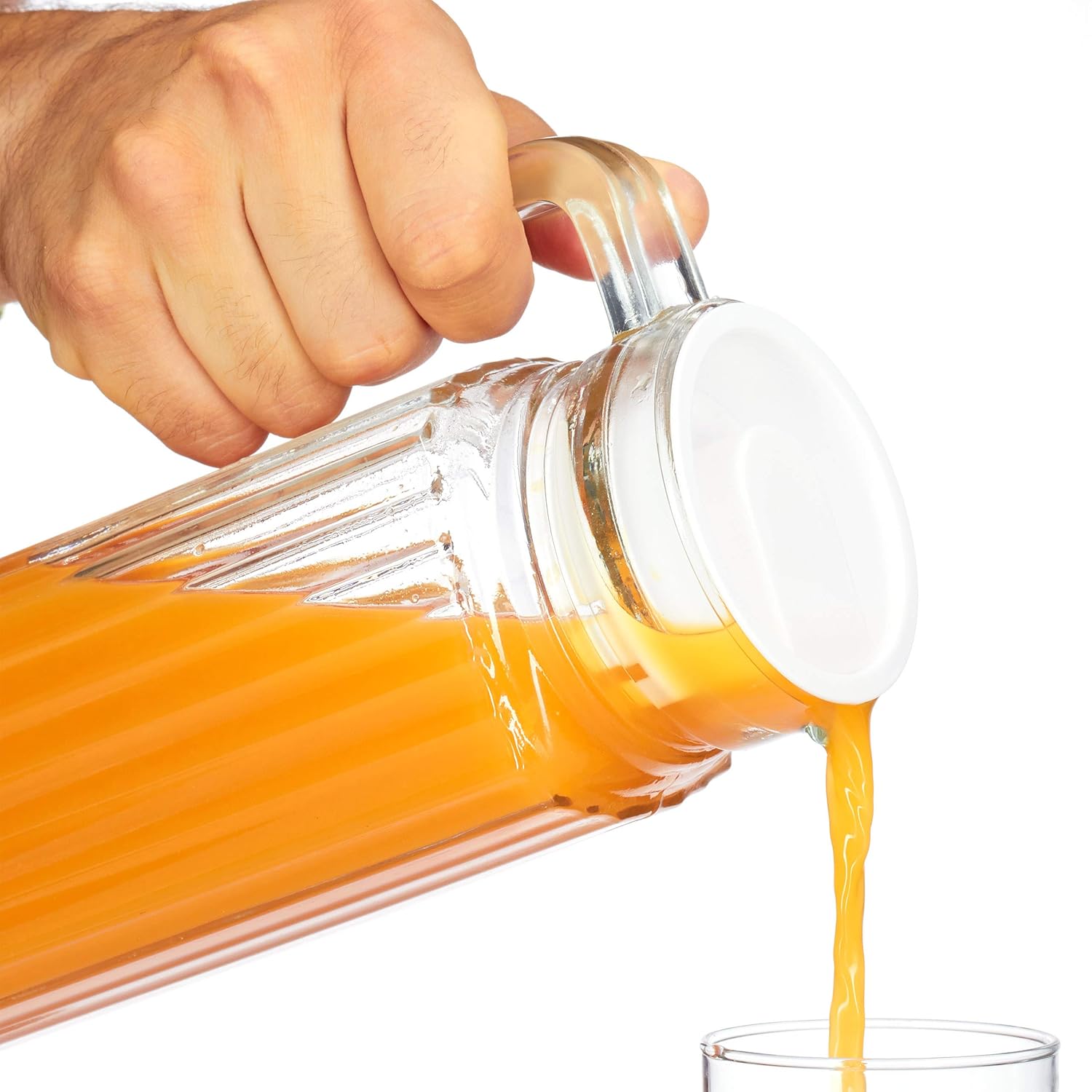 Relaxdays 1L, Jarra de Cristal, Asa, Apta para lavavajillas ...