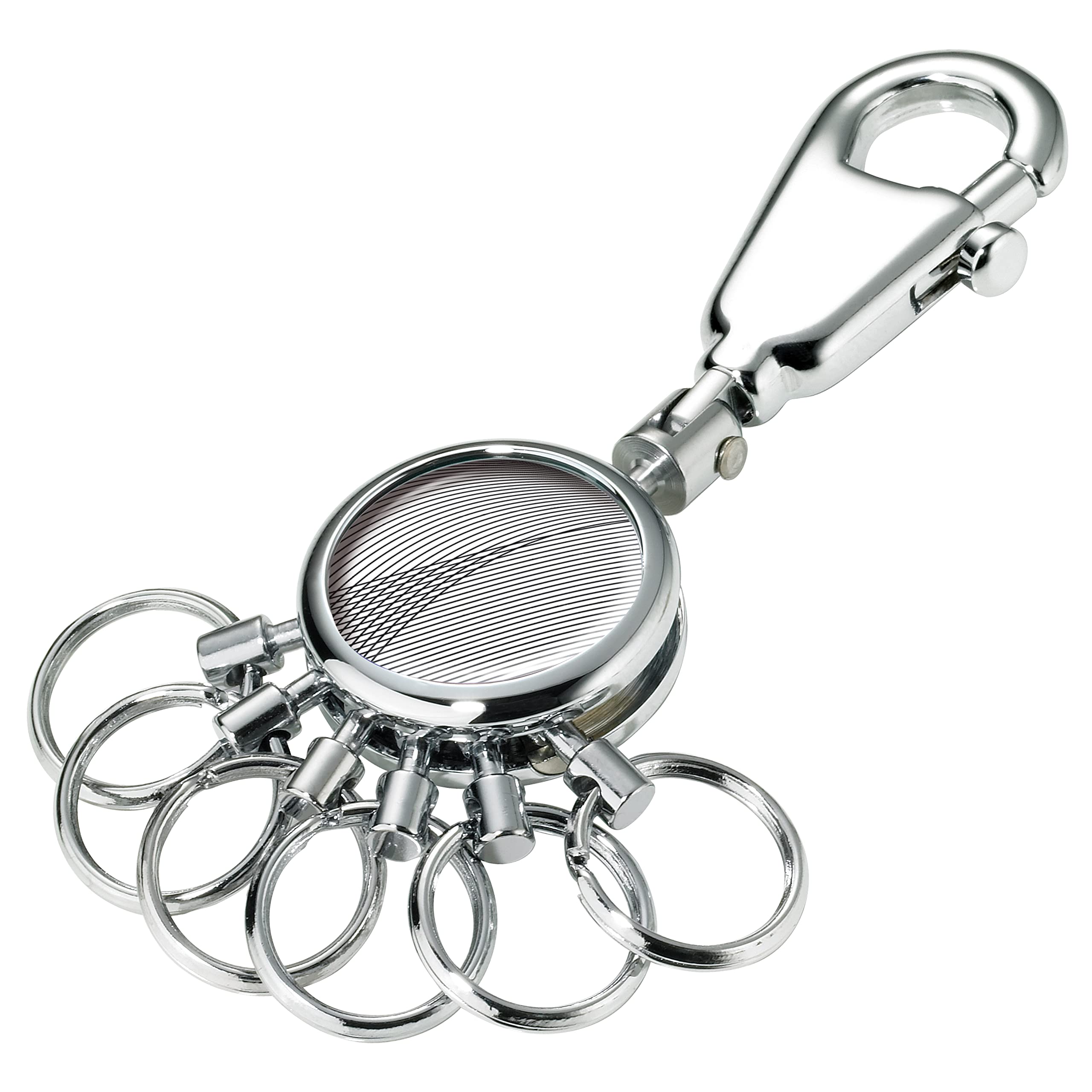 TROIKA PATENT GEOMETRIC WAVES KEY HOLDER - #KYR01-A138 - ROUND GLOSS - KEYRING WITH CARABINER - 6 BREAKABLE RINGS - KEY ORGANISER - ELEGANT DESIGN ORIGINAL