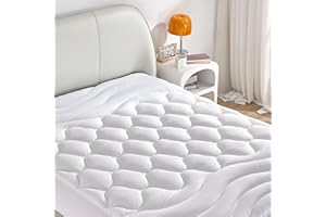 SONIVE Quilted Fitted Mattress Pad - Soft Touch, Breathable Mattress Cover, Down Alternative Fill Mattress Topper, Machine Wash, Designed for Deep Mattresses (White, Queen)