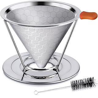 E-PRANCE Permanenter Kaffeefilter Wiederverwendbare Handfilter aus Edelstahl mit Herausnehmbarem Inhalt für 4 Tassen AKTUALISIERTE Version …