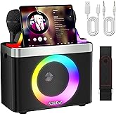 SORDA Karaoke Machine with 2 Wireless Microphones, Portable Speaker for Adults & Kids, PA System with Shoulder Strap & Party