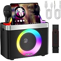 SORDA Karaoke Machine with 2 Wireless Microphones, Portable Speaker for Adults & Kids, PA System with Shoulder Strap & Party 