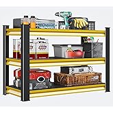Rufokisa 40" W Garage Shelving Heavy Duty, 1500LBS Loads Adjustable Garage Storage Shelves,3-Tier Metal Storage Racks and Shelving Units, Utility Rack Shelves,40" W x 18" D x 36" H,Yellow