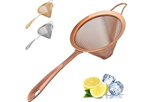 A Bar Above Antique Copper Conical Mesh Strainer, Fine Cocktail Sieve for Bartenders and Chefs, 304 Stainless Steel Double-St