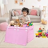 VERONLY Large Toy Box Chest Organizer Bins Pink 60x31x38 cm Foldable view 6
