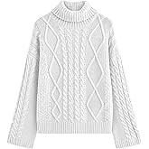 PRETTYGARDEN Fall Sweaters for Women 2025 Oversized Chunky Cable Knit Turtleneck Long Sleeve Winter Pullover Sweater Tops