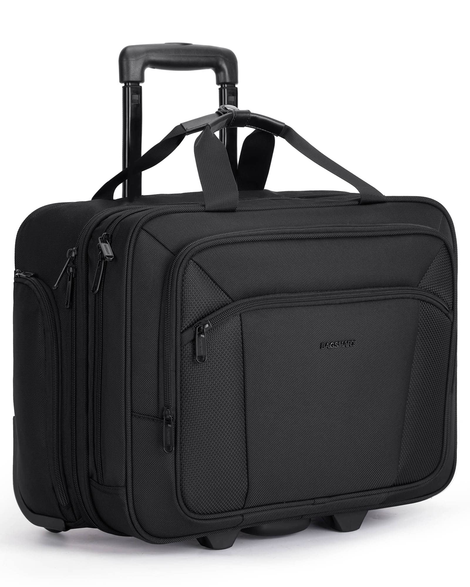 BAGSMART 17.3 Inch Rolling Laptop Briefcase with Wheels, Large Unisex Computer Bag for Business Travel, Black