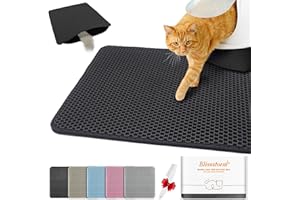 blissstorm Waterproof Cat Litter Mat, Double Layer EVA, Odor-Free Large Grid, Urine Proof, Easy Cleanup (Black, 12 x 12)