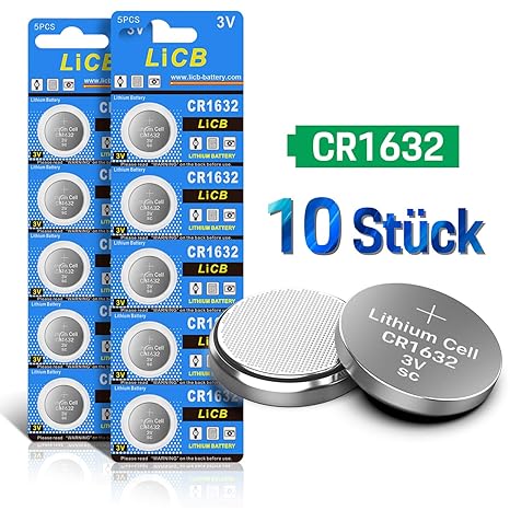 LiCB 10 Stück CR1632 3V Lithium Knopfzellen CR 1632 Batterien