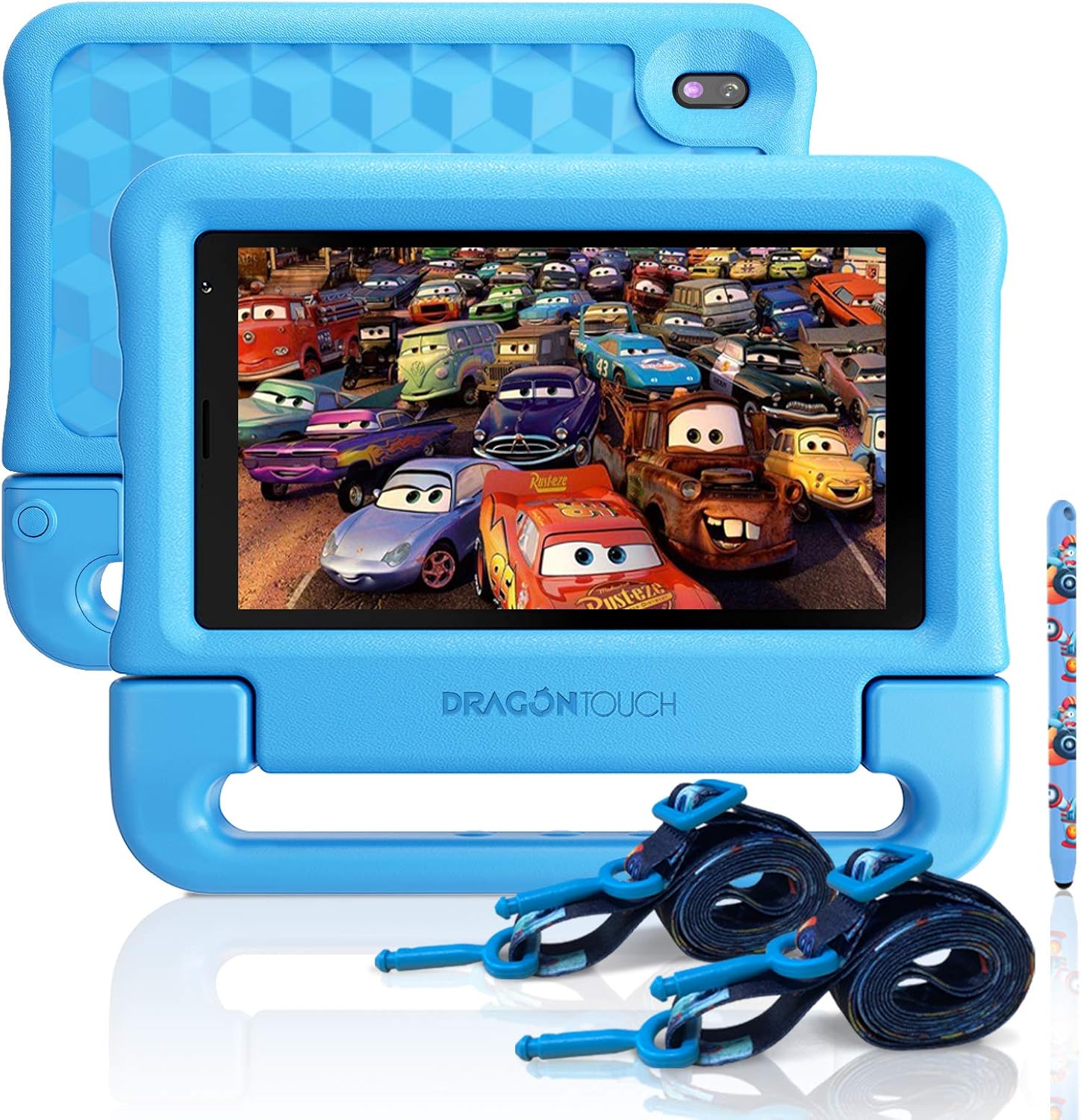 Dragon Touch KidzPad Y88X 7 Kids Tablet with WiFi, Android 10, 7” IPS HD Display, 32GB ROM, KIDOZ Pre-Installed, with Disney Authorized Contents, Kid-Proof Case, Shoulder Strap and Stylus, Blue