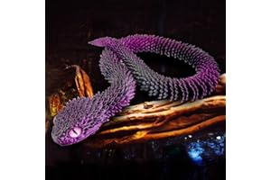 TITIC 3D Printed Snake Toys,Articulated Flexible 3D Printed Viper Fidget Toy,Realistic Slithering Design, Collectible Articulated Model (Purple Black, 12 in)
