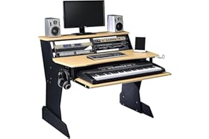 Musiea BE200 Series Music Studio Desk Workstation with 2 x 4U Rack (Natural Oak)