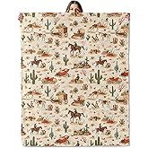 Wild West Cowboy Throw Blanket for Girls Boys Kids Adults, 50x60 in, Cozy Flannel Blanket for Bedroom, Camping, Couch, Room Decor, Fuzzy Warm Soft Gifts