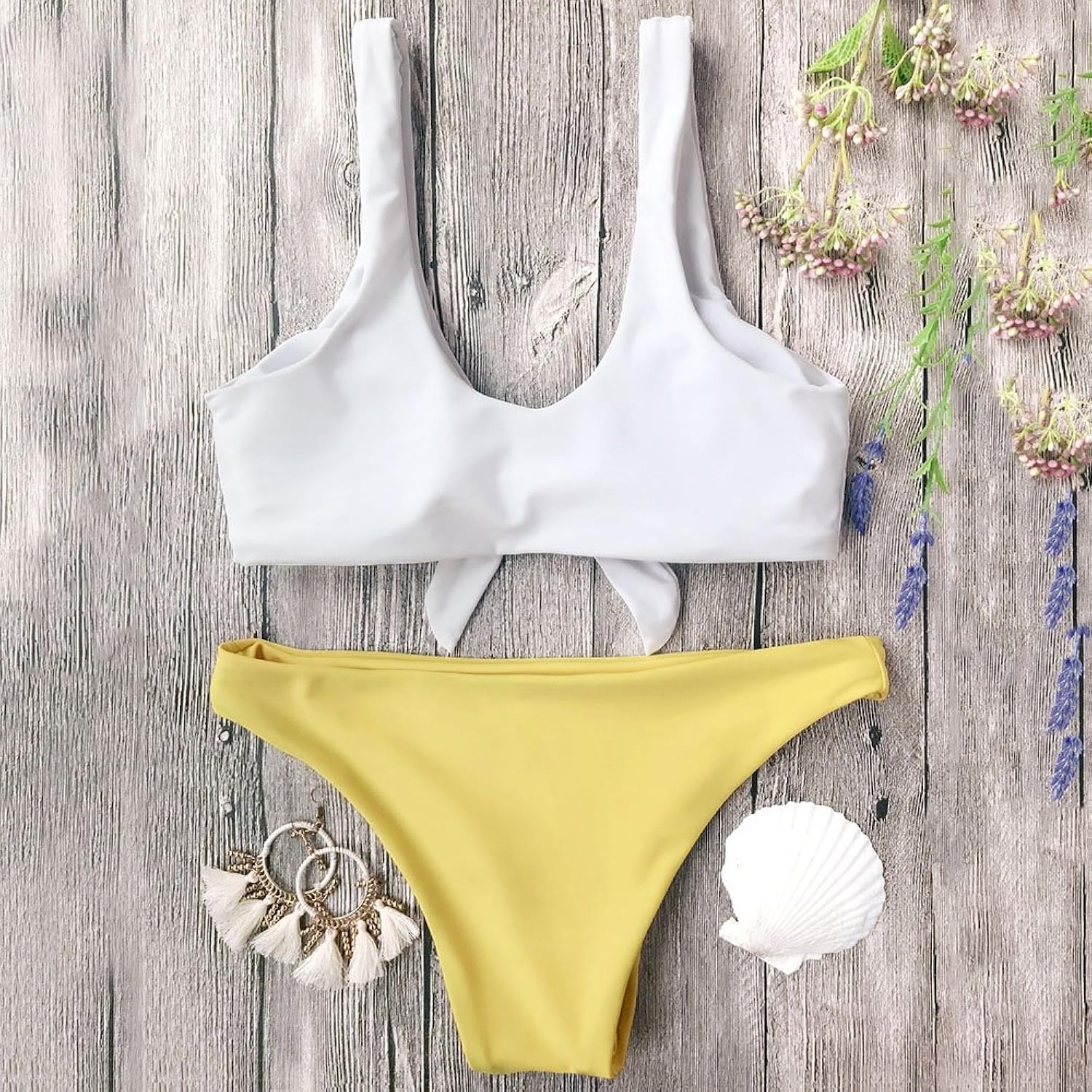 hannea knotted bralette bikini top and bottoms