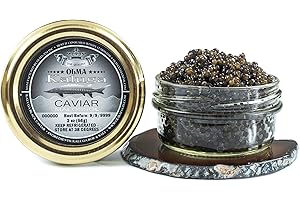 OVERNIGHT GUARANTEED - OLMA Kaluga Sturgeon Black Caviar- Large Pearly Grains, Smooth Flavor, Superior Grade- 2 oz/56 g