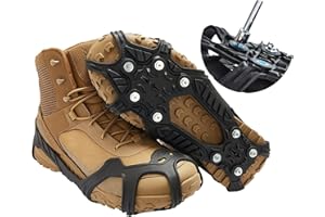 ICETRAX V5 Ice Cleats, Easy to Replace Spikes, Ice Grips for Shoes and Boots, StayON Toe, Reflective Heel