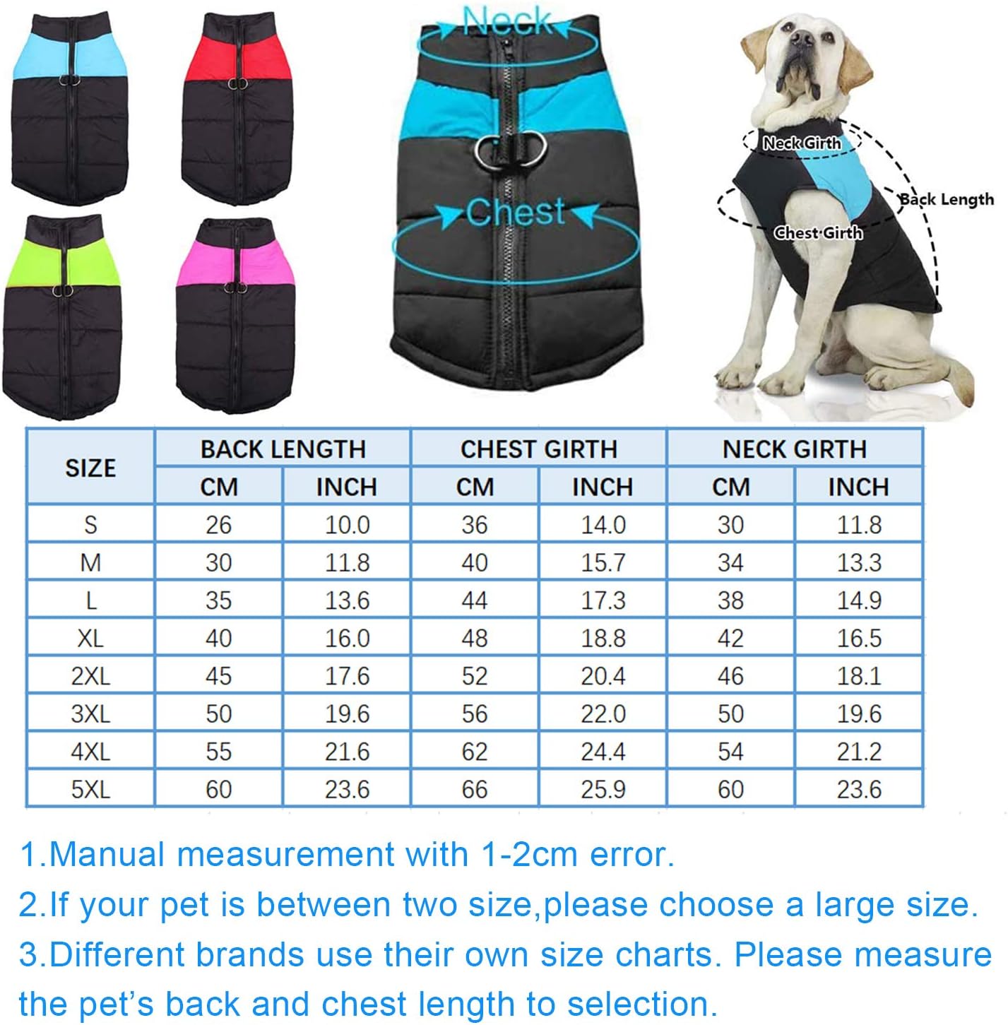 SunteeLong Dog Jackets Dog Clod Weather Coat Waterproof Windproof Warm Dog Vest Cold Weather Pet Apparel for Small Medium Large Dogs Blue M : Kitchen & Dining
