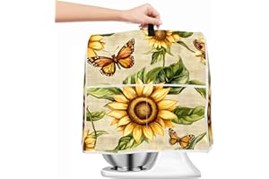 SEEWAN Stand Mixer Cover Compatible for 6-8 Quart Stand Mixer Kitchen Dust Cloth Cover with Pockets (Sunflower Butterfly, L)