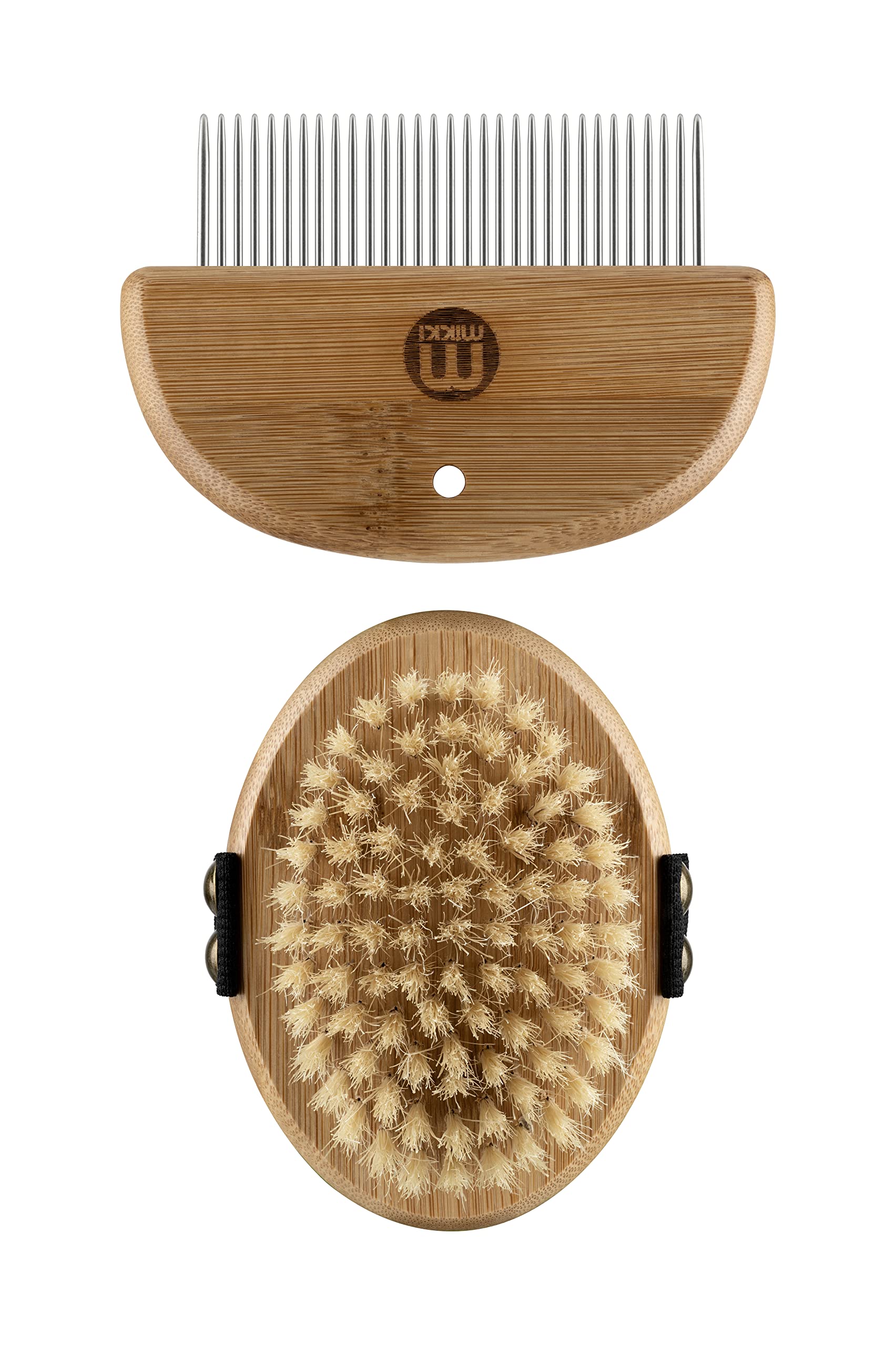 Mikki Bamboo Puppy & Kitten Gentle Grooming Kit, Including Bristle Palm Brush and Comb for Use with Dog, Cat, Puppy, Handmade from Natural Sustainable Bamboo brown