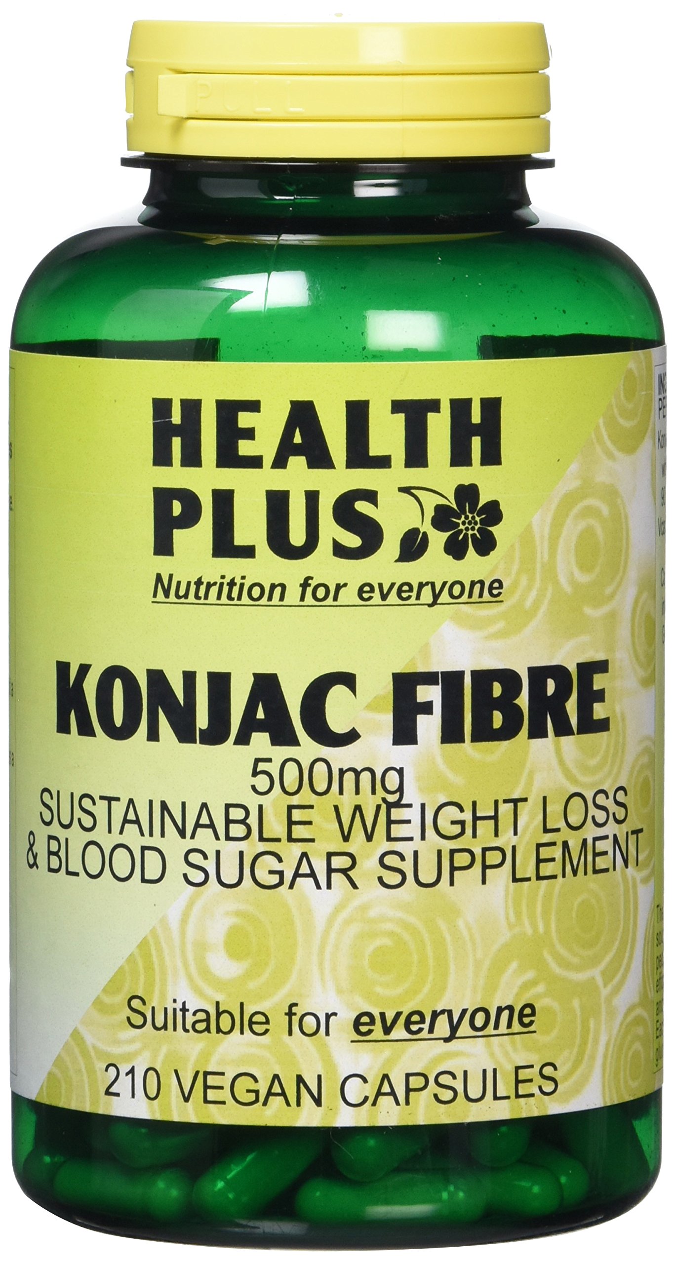 Health Plus Konjac Fibre 500mg (Glucomannan) Slimming and Weight Control Supplement - 210 Gelatin Free Capsules
