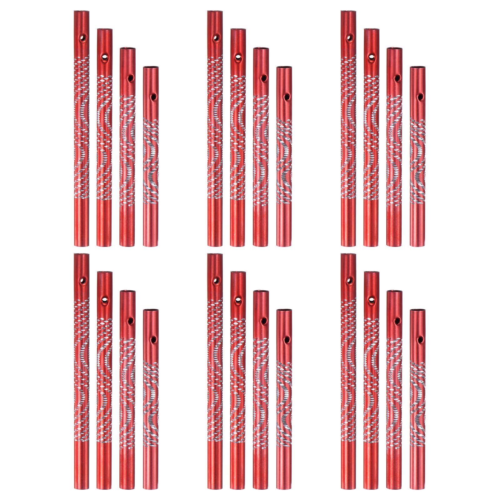 M METERXITY 24-Pack Wind Chime Tubes, 4 Sizes Aluminum Metal Wind Bell Empty Tubes for Outside/Adults Arts and Crafts/DIY [Red]