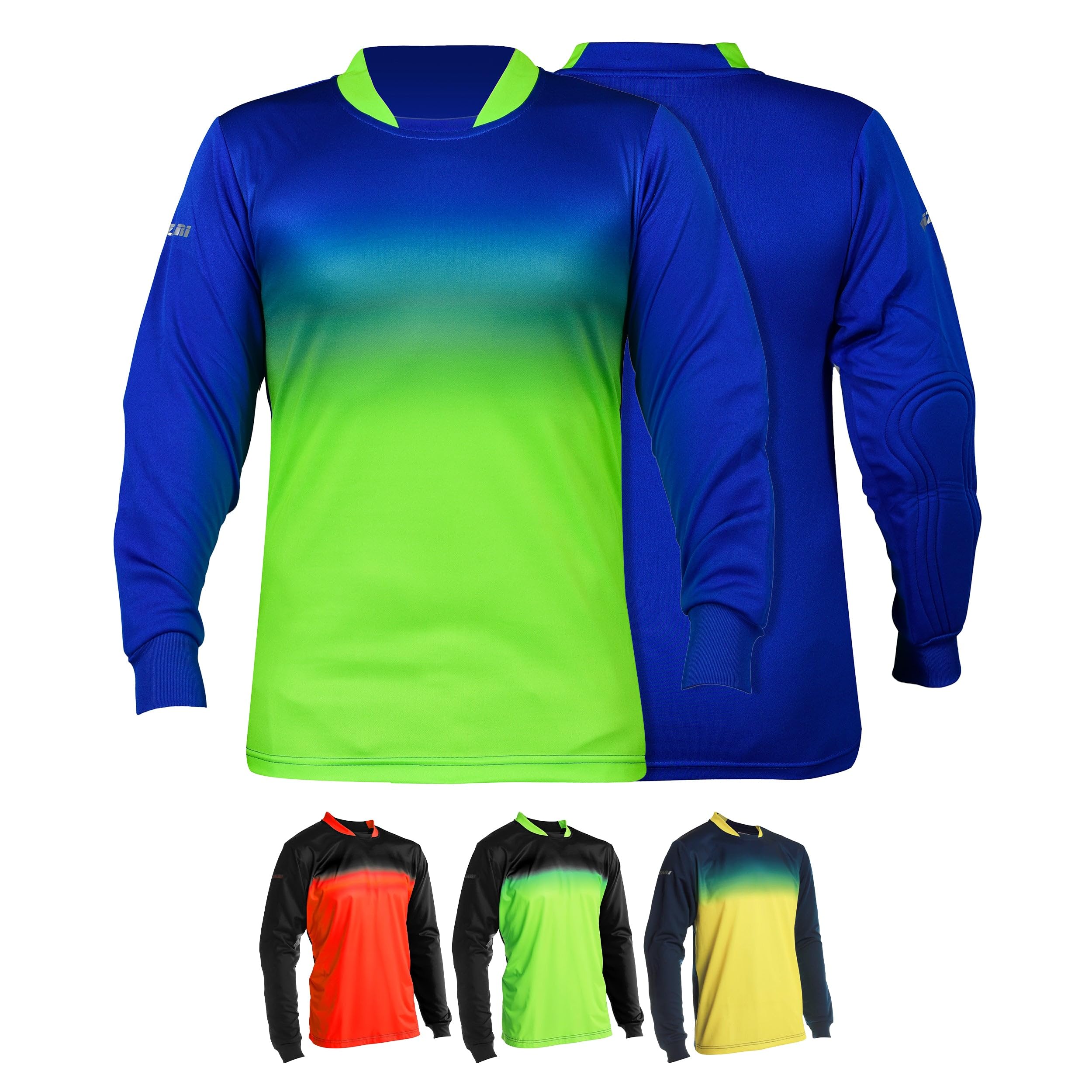 Vizari Vallejo Goalkeeper Jersey - Padded Elbows, Moisture-Wicking, and Unique Design for Exceptional Performance | Royal/Neon Green, Size Youth Medium