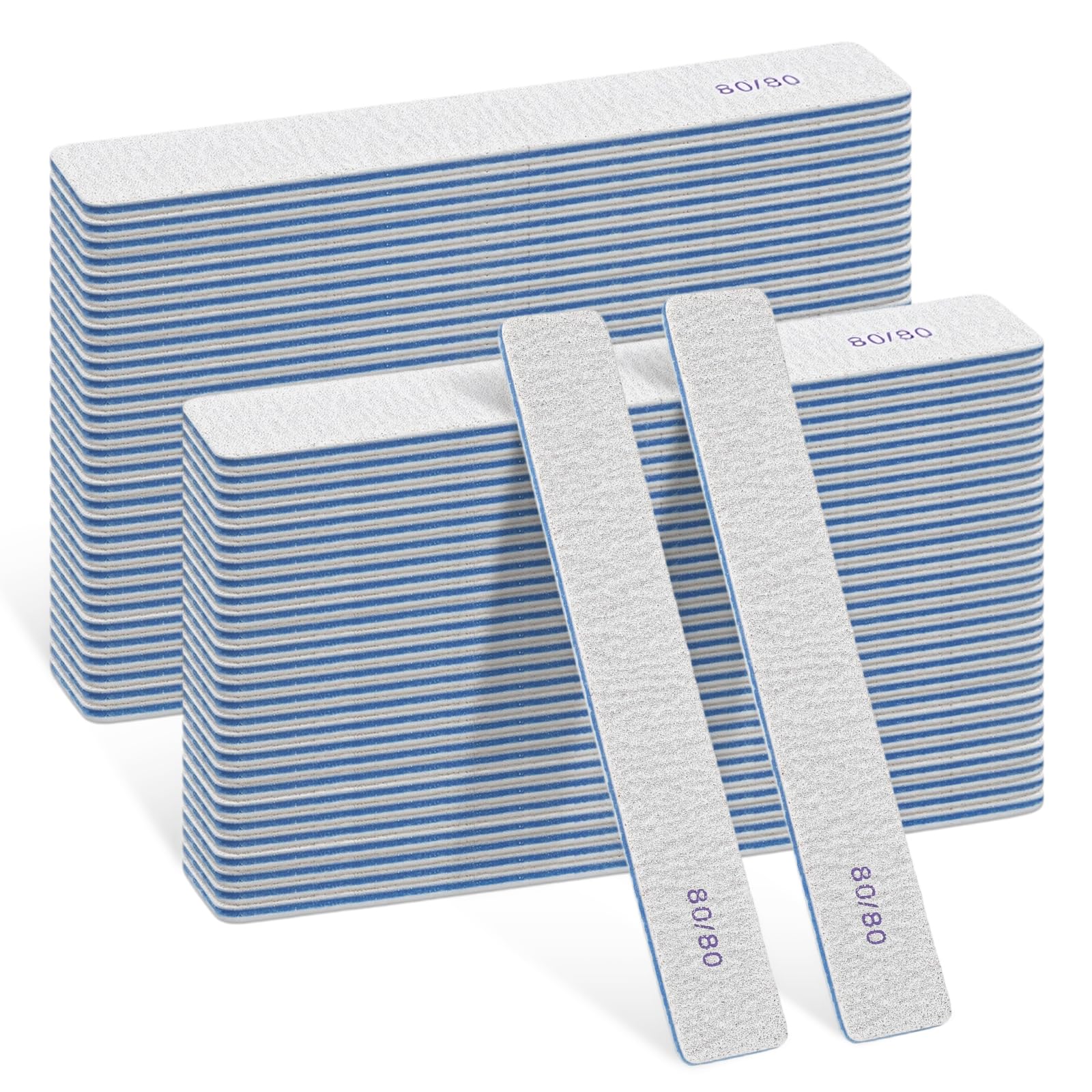 Photo 1 of 60 PCS 80/80 Grit Nail Files, Professional Double Sided Acrylic Nails Emery Boards for Acrylic Nails, Fake Nails, Manicure Tools