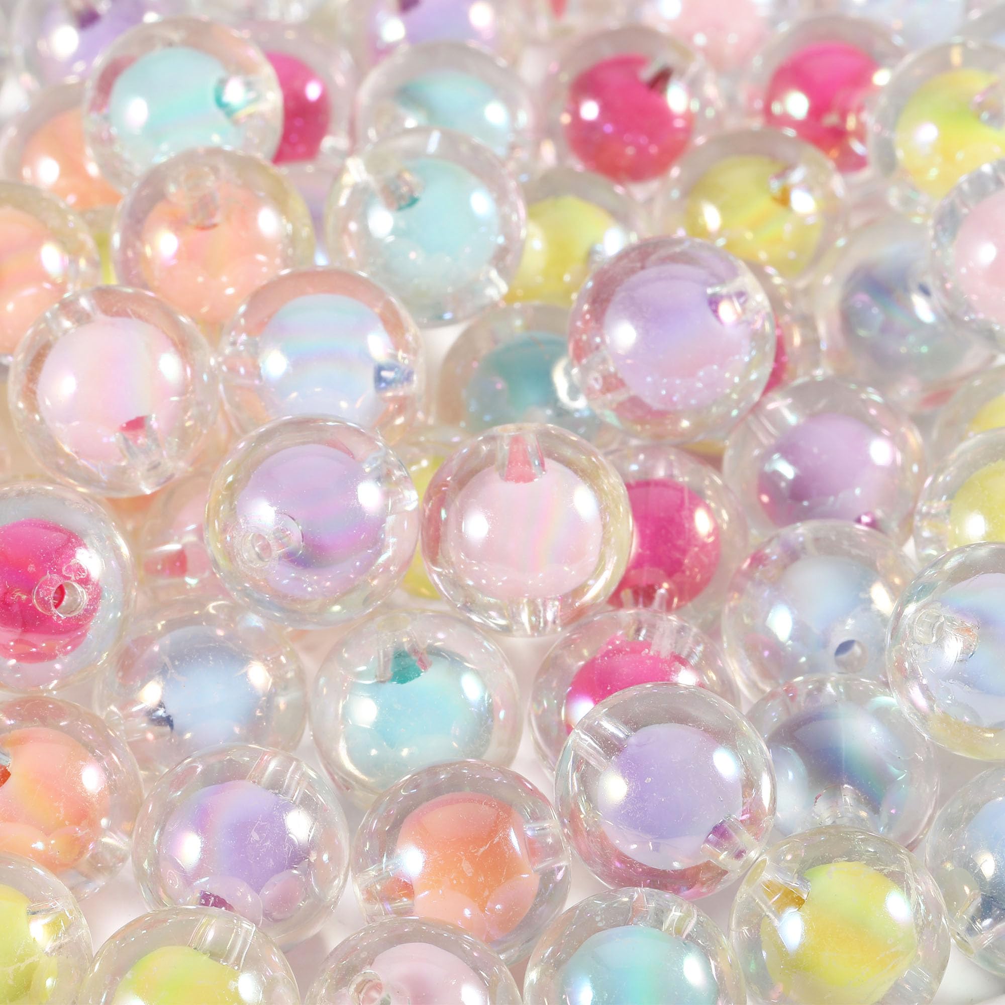 Photo 1 of 120Pcs 16MM Mixed Shiny AB Color Acrylic Bead for DIY Jewelry Making Bracelets Necklace Keychain