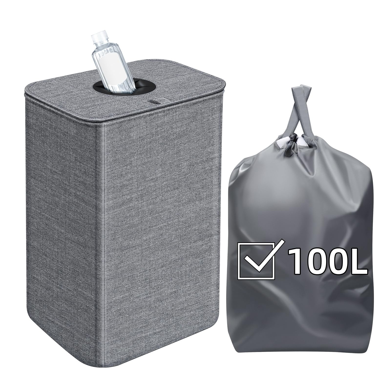 Hyunlai Deposit Bottles Collection Container with Lid Removable Bag, 100 L Recycling Container Deposit Bottles Storage Bin Kitchen Deposit Container Collection Container Empty Waste Glass Storage