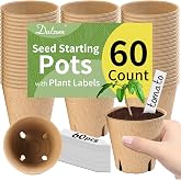 Dalzom&reg; 60Pcs 3.1&rdquo; Peat Pots with 60Pcs Plant Labels, Biodegradable Pots for Seedlings with Drainage Holes, Garden Plant Nursery Pots Seed Starting Trays