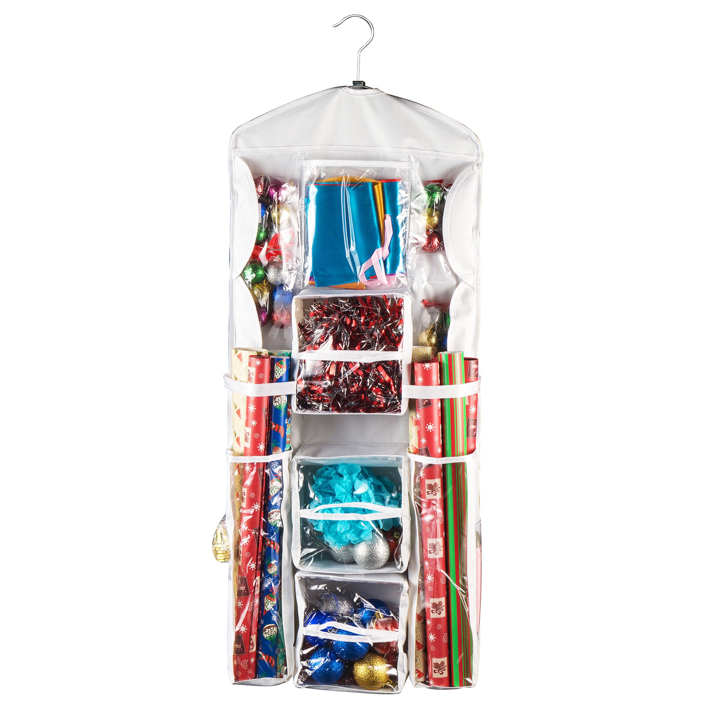 Elf Stor Double Sided | Hanging Gift Wrap and Bag Organizer | Space Saving |, White