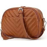 lola mae Quilted Crossbody Bag, Medium Lightweight Shoulder Purse Top Zipper Tassel Accent
