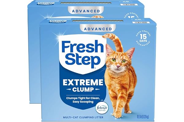 Fresh Step Advanced Extreme Multi Cat Clumping Litter with Febreze Freshness, Low Dust, Odor Control with Ammonia Block Tech, Compatible in Automatic Litter Boxes, 37 lbs. (2 x 18.5 lb)