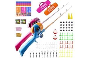 WIDDEN Kids Fishing Pole, Telescopic Fishing Rod, Toddler Collapsible Fishing Rod and Reel Combo with Tackle Box, Fishing Line, Bobber, and Soft Lures for Boy, Girl, Youth, Beginner, Over 4 Years Old