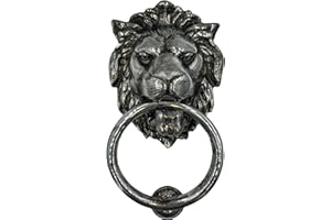 Anatolica Lions Head Door Knocker,7.1 inches,Solid Brass,Regency Period(Antique Silver)