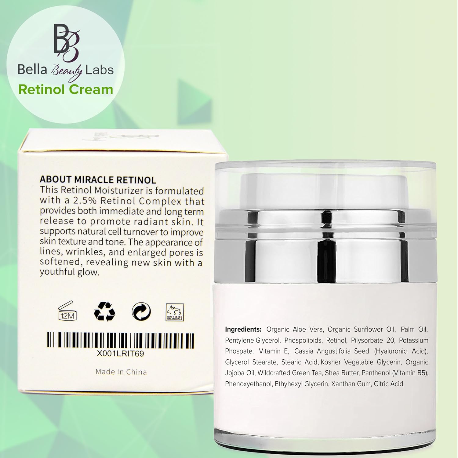 Retinol Moisturizer Anti Aging Cream for Face and Eye Area - With Hyaluronic Acid - 2.5% Active Retinol - Vitamin E - Reduce Appearance of Wrinkles and Fine lines - Best Day and Night Face Cream: Beauty