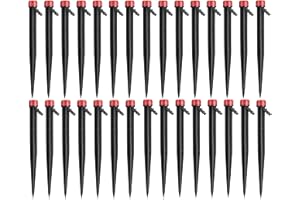 Loopunk-30 Pcs 360 Adjustable Drip Emitters, 1/4 Inch Drip Irrigation Fittings with Precise Water Flow Control for Garden, Fl